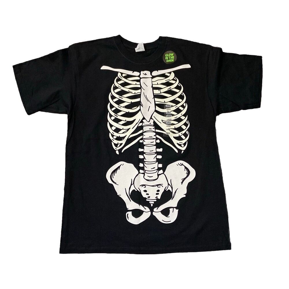 Vintage Yazbek Double Stitched Skeleton Large T Shirt Glow In The Dark Halloween